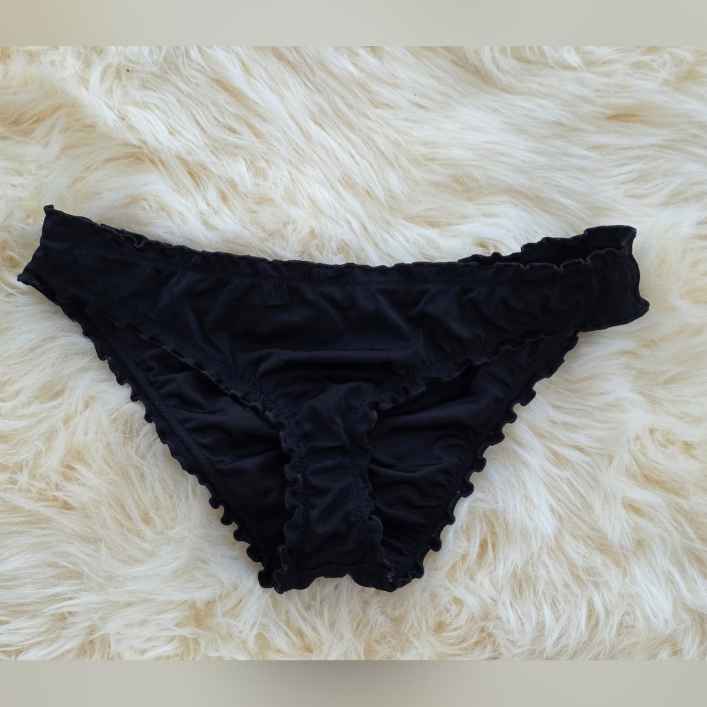 Shade & Shore Black Bikini Bottom Size Small Ruffle